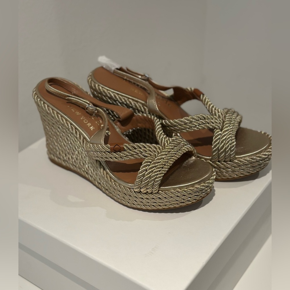 Kate Spade Metallic Gold Wedge Sandals - Picture 7 of 9